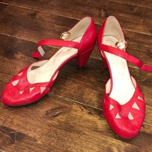 Women's red heels by All Black from Anthro